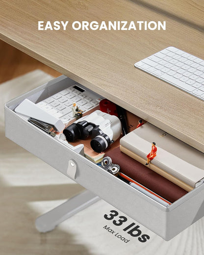 Electric Standing Desk with Drawer, 48 X 24 Electric Stand up Desk, Ergonomic Adjustable Table with Storage, Computer Workstation with Cable Management, Headphone/Bag Hooks, Home Office, Maple